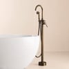 Classic Single Handle Swirling Spout Freestanding Tub Faucet with Handshower Solid Brass