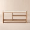 1010mm Wood Shoe Storage Entryway Bench Leather Upholstered
