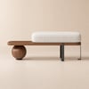 Walnut Black Fleece Upholstered Hallway Bench, 120 cm