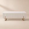 Stolik kawowy Grovyn 119 cm z ryflowanym blatem podnoszonym w kolorze kości słoniowej z 2 szufladami