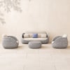 4-piece Cocaro Rope Weave Garden Furniture Set with Coffee Table and Swivel Base, Grey-White