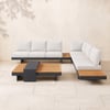 Tevara 4-Piece Outdoor Teak & Aluminium Modular Sofa Set with Coffee Table for 6