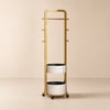 Coat Rack Stand with 2 Trays Saddle Leather Hall Tree