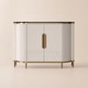 White Luxury 2-Door Sideboard Buffet Sintered Stone Top Modern Sideboard Cabinet in Gold