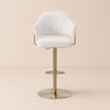 Modern Swivel Boucle Bar Stool in Warm White with Height Adjustment and Gold Base, Set of 1