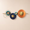 Modern Metal Wall Decor Geometric Round Home Wall Art Orange & Gold & Blue Living Room