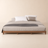 Japanese Style King Floor Wood Bed in Walnut