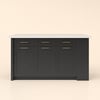 Modern 71" Sintered Stone Kitchen Island with Drawers & Cabinets, White & Black
