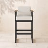 Tevara Outdoor Aluminium Frame & Teak Wood Armrest Bar Stools in Warm White, Set of 2