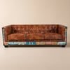 Divano vintage industriale Loft a 3 posti Divano imbottito in ecopelle marrone trapuntato
