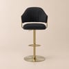 Modern Swivel Black Boucle Bar Stool with Height Adjustment and Gold Base, Set of 1