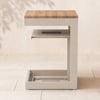 Tevara Outdoor Teak Aluminum C-Shaped Sand Side Table with Solar Light