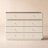 Modern 47" Tempered Glass Top 8-Drawer White Dresser with LED & Jewelry Trays