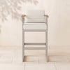 Tevara Outdoor Aluminium Frame & Teak Wood Armrest Bar Stools in Sand, Set of 2
