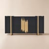 Aurea 63" Black Wood Sideboard Buffet Cabinet with 2 Doors 2 Shelves