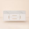 Modern 39" White Floating Single Bathroom Vanity with Sintered Stone Top and Sink