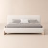 Curva Queen Boucle Upholstered Platform Bed with Natural Legs