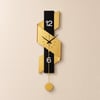34.3" Geometric Digital Wall Clock Modern Gold & Black Oversized Wall Decor
