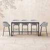 7-Piece Outdoor Sintered Stone & Aluminium Bar Dining Set with 6 Bar Stools in Light Grey