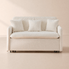 Sofá-cama Convertível de 137 cm de 1 Lugar em Bouclé Branco Quente com Arrumação e Almofadas