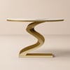Modern 39" Demilune Console Table with White Sintered Stone Top