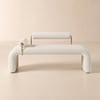 Modern White Line Tufted Bench Velvet Upholstered Entryway Bench in Gold Finish