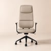 Ergonomischer Bürostuhl aus echtem grauem Leder mit hoher Rückenlehne, Neigefunktion und Drehgestell