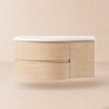 90 cm Floating Curved Bathroom Vanity Natural Left Offset Single Sink Bathroom Cabinet