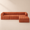 302 cm 4-teiliges Samtsofa mit Kanälen, gepolstertes modulares Ecksofa