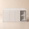 Modern 72" White Kitchen Island with Storage & LED Light, Waterfall Edge