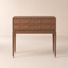 Table console moderne du milieu du siècle de 1000 mm, table d'entrée en bois de noyer, 4 tiroirs