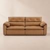 87" 2-Seater Genuine Leather Power Convertible Sleeper Sofa with Adjustable Headrests