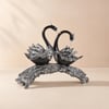 Swan Couple Resin Sculpture in Black & Silver for Home Table Decor