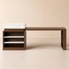 Modern 73"-93" Extendable White & Walnut Kitchen Island with Dining Table, Seats 4