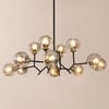 12 Light Black Chandelier with Globe Glass Shade Modern Pendant Light for Living Room