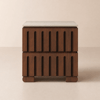 Florva Ash Wood 2-Drawer Nightstand with Faux Travertine-Top