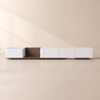 Modern 200 - 274 cm Extendable Off White & Walnut TV Stand with 4 Drawers