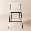 Modern Linenic Faux Leather Bar Stool with Padded Seat in Light Grey, 1 pc