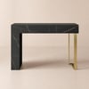 Modern Console Table 1194 mm in Marble Look with 2 Drawers and Gold-Coloured Base