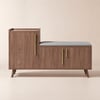 Black Walnut Wooden Shoe Storage Bench with Right-Side Cabinet for Entryway (1200mm)