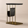 Modern C-shaped Swivel End Table 508 mm in Black & Gold with Magazine Rack
