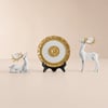 3 pcs Golden Deer Figurine with Decorative Plate Set, Luxury Resin Animal Sculptures
