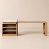 Extendable Kitchen Island with Dining Table in White and Natural Colours, for 4 People, 1850 mm - 2350 mm
