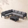 7-Piece Outdoor Aluminium & Rope Weave Modular Sectional Set in Dark Grey