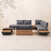 Tevara 4-Piece Outdoor Teak & Aluminium Modular Sofa Set with Coffee Table for 6 in Grey