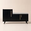 1200mm Black Wooden Shoe Storage Bench with 3 Doors & 5 Shelves for Entryway