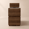 Narrow Side Table with Travertine Stone Top, USB Port and Storage, 900 mm