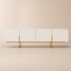 TV-Lowboard Grovyn 200 cm with Sintered Stone Top, 4 fluted doors, internally divided storage space