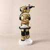 Figurine d'astronaute en résine, table d'appoint dorée avec plateau