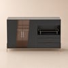 Dolawn 55" Black Wood Sideboard with Tray Wine Rack